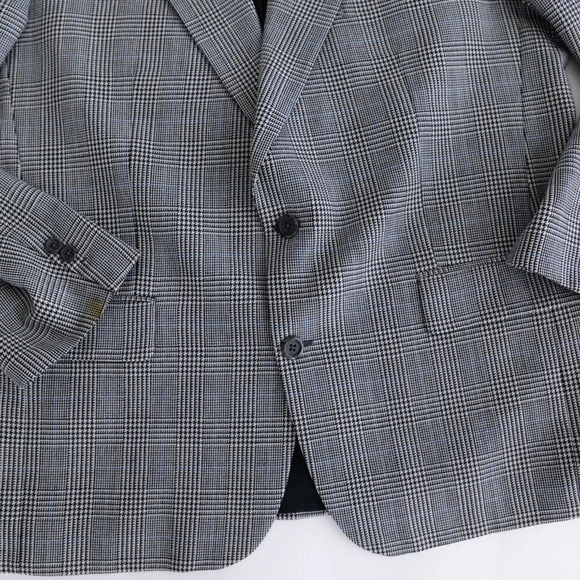 Savile Row 100% Wool Plaid Sport Jacket Blazer ~Grey/Black ~See Measurements Pic - Picture 12 of 16